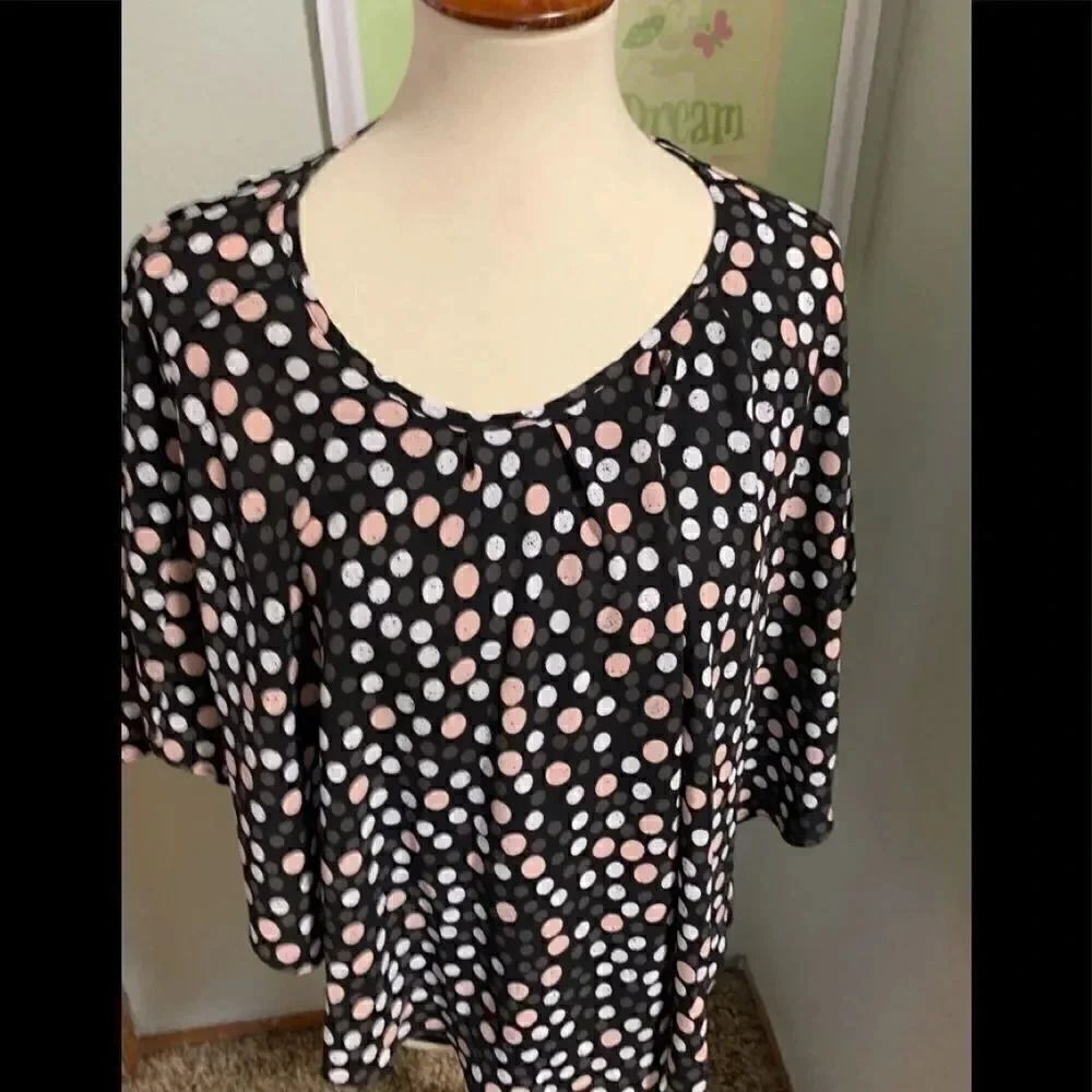 ELLE Polka Dot Top.  Sleeveless with Overlay #64